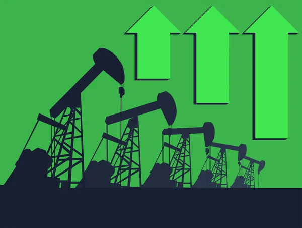 石油泵 石油钻机 高箭型能源工业机 意为油价的上涨 — 图库矢量图片