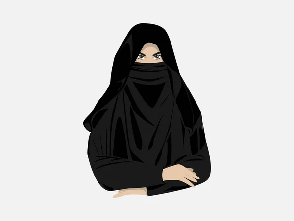 Wanita Muslim Yang Cantik Dengan Niqab Kartun Perempuan Islam Niqab - Stok Vektor