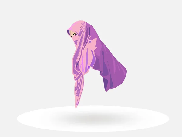 Belle Donne Musulmane Con Niqab Cartone Animato Donne Islamiche Niqab — Vettoriale Stock