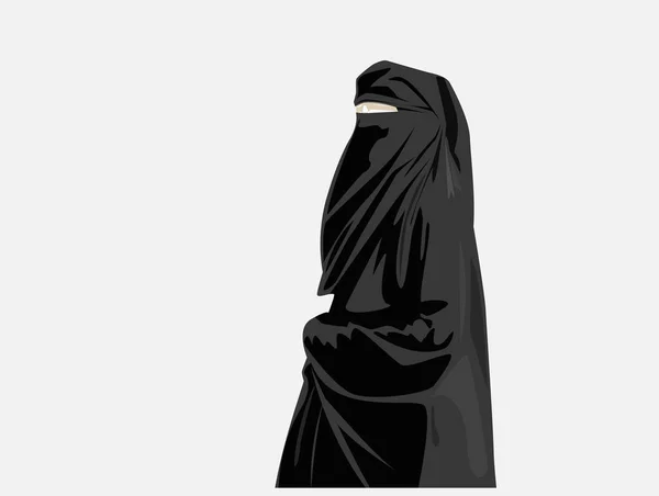 Niqabと美しいイスラム教徒の女性 ニカブのイスラム女性の漫画 — ストックベクタ