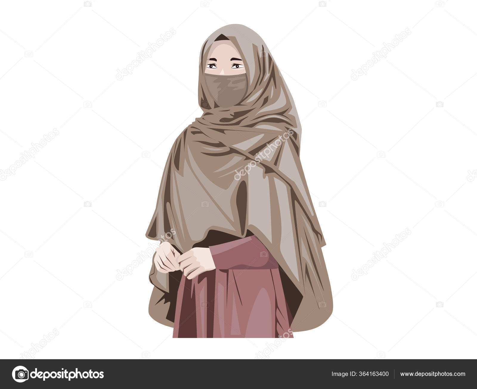 Beautiful Muslim Women Niqab Cartoon Islamic Women Niqab Stock Vector Image  by ©meenstockphoto@ #364163400