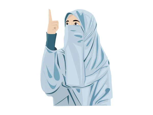 Wanita Muslim Yang Cantik Dengan Niqab Kartun Perempuan Islam Niqab - Stok Vektor