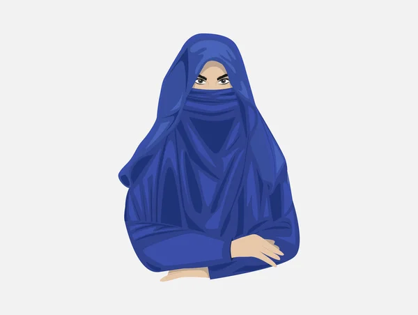 Gyönyörű Muszlim Nők Niqabbal Rajzfilm Iszlám Nők Niqab — Stock Vector