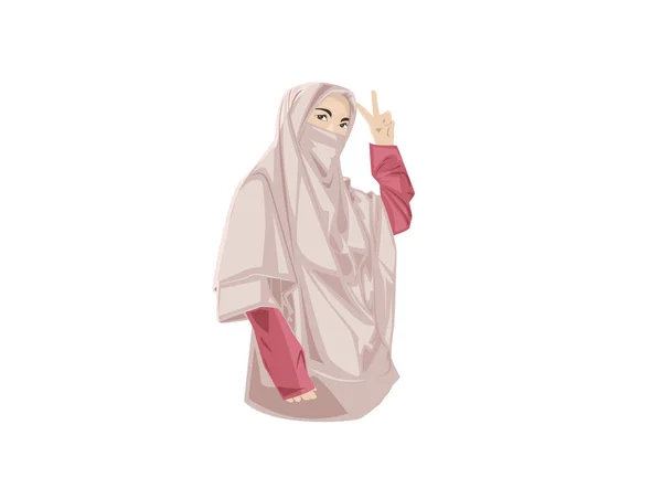 Mujeres Musulmanas Hermosas Con Niqab Dibujos Animados Las Mujeres Islámicas — Archivo Imágenes Vectoriales