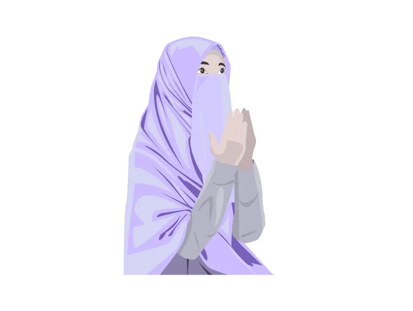 Gyönyörű Muszlim Nők Niqabbal Rajzfilm Iszlám Nők Niqab — Stock Vector