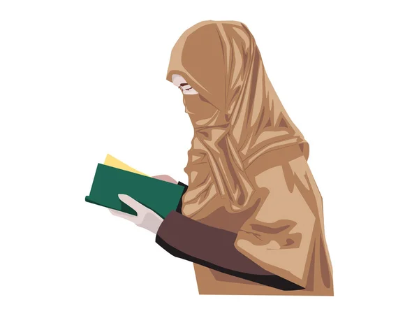 Mooie Moslimvrouwen Met Niqab Cartoon Van Islamitische Vrouwen Niqab — Stockvector