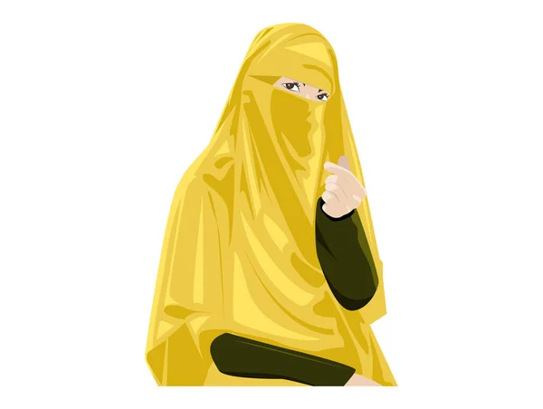 Wanita Muslim Yang Cantik Dengan Niqab Kartun Perempuan Islam Niqab - Stok Vektor