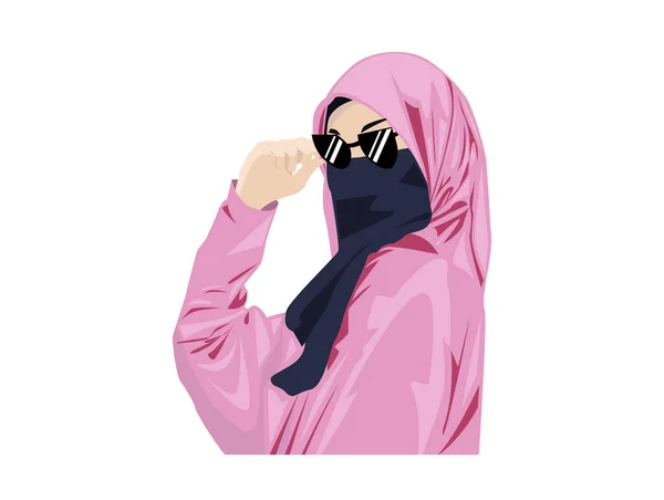 Mulheres Muçulmanas Bonitas Com Niqab Desenhos Animados Mulheres Islâmicas Niqab — Vetor de Stock