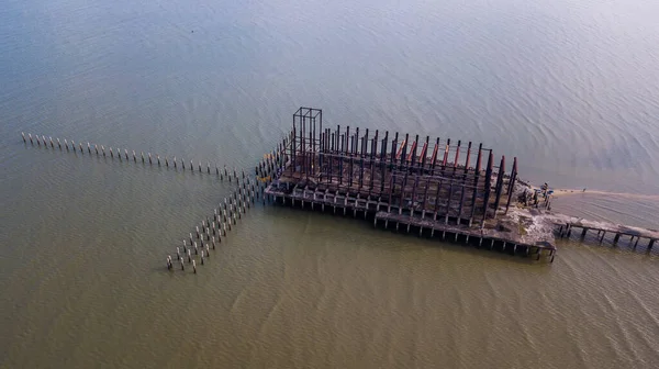 Vista Ángulo Alto Fotografía Aérea Edificios Abandonados Casas Abandonadas —  Fotos de Stock