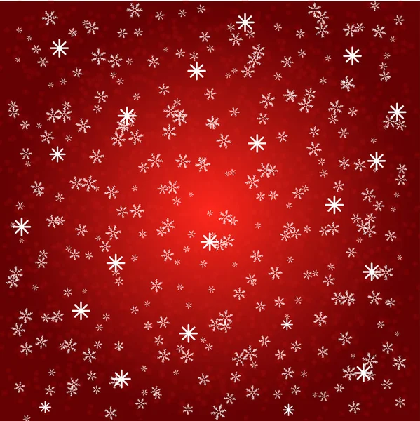 红色背景下雪花飘落 新年快乐 — 图库矢量图片