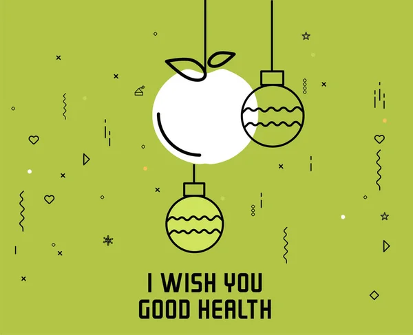 Yeni yıl düz çizgi tasarım konsepti için tebrik kartı