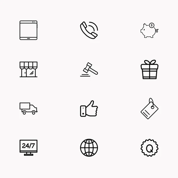 Set de pictograme pentru linia de comerț electronic — Vector de stoc