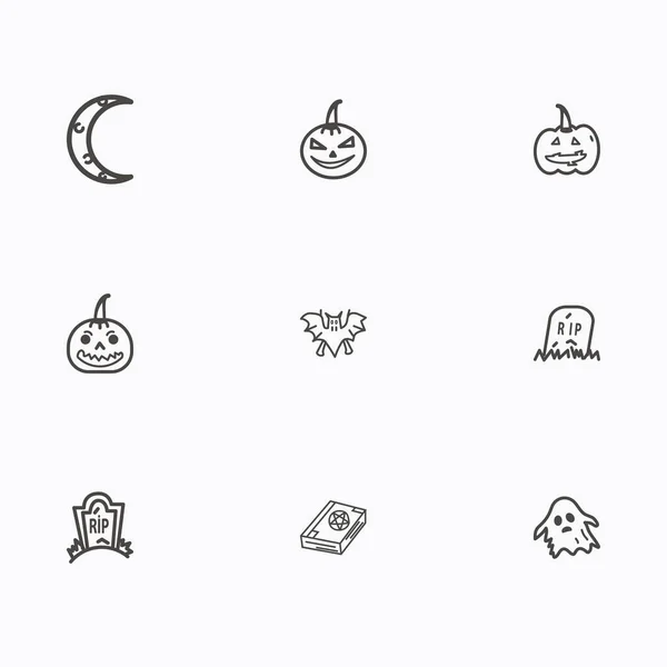 Набор векторов икон Хэллоуина — стоковый вектор