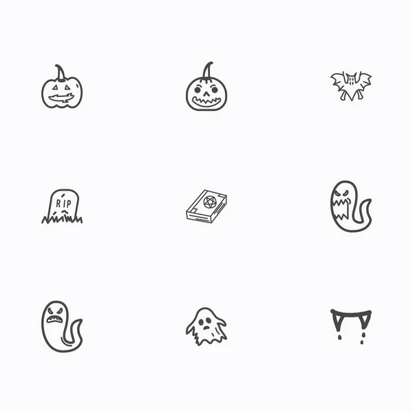 Ensemble de vecteur d'icônes Halloween — Image vectorielle