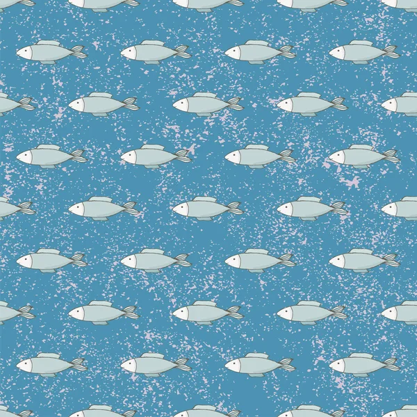 Seamless pattern fish on a blue background. — Stock Vector