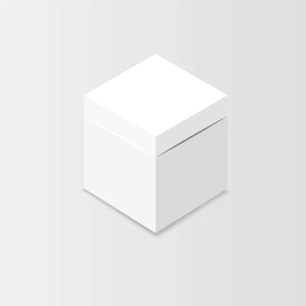 Weißer quadratischer Kasten. Karton, Behälter, Verpackung. — Stockvektor