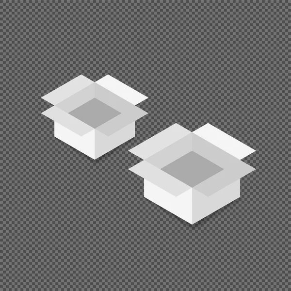 Λευκό τετράγωνο κουτί. Κουτί από χαρτόνι, δοχείο, συσκευασία. — Διανυσματικό Αρχείο