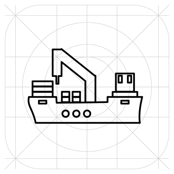 Icono del barco plano. Pictograma negro sobre fondo gris. Símbolo ilustración vectorial — Vector de stock