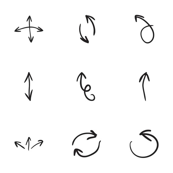 Conjunto de 9 ícones de seta desenhados à mão —  Vetores de Stock