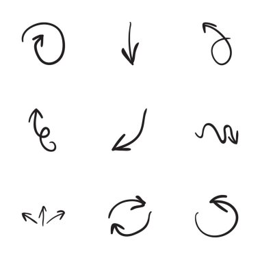 9 elle çizilmiş ok simge kümesi