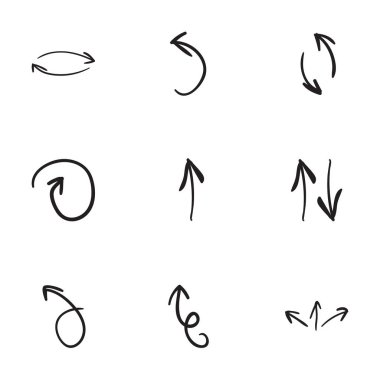 9 elle çizilmiş ok simge kümesi