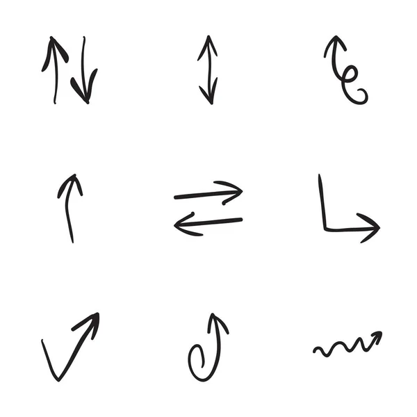 Sada 9 ručně kreslenou šipku ikony — Stockový vektor