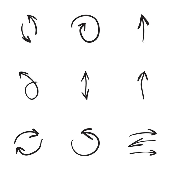 Set of 9 hand drawn arrow icons — Stock Vector