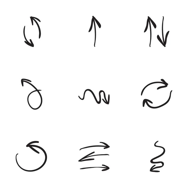 Set von 9 handgezeichneten Pfeil-Symbolen — Stockvektor