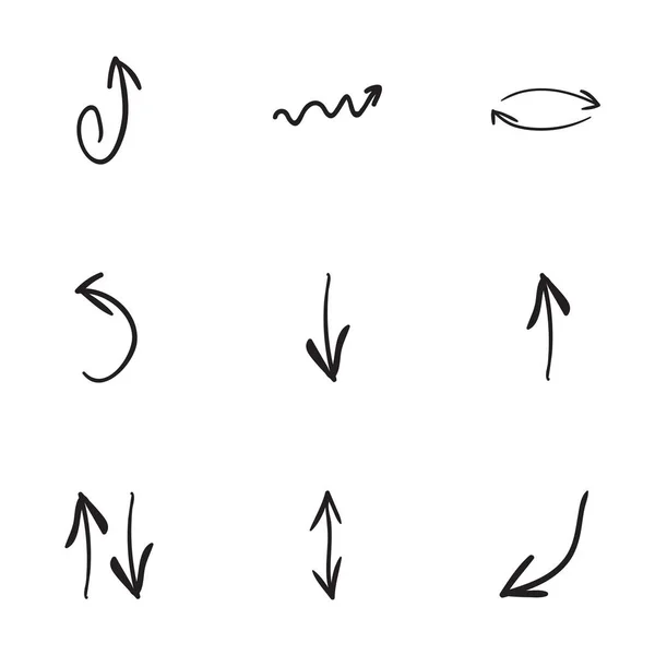 Conjunto de 9 ícones de seta desenhados à mão —  Vetores de Stock