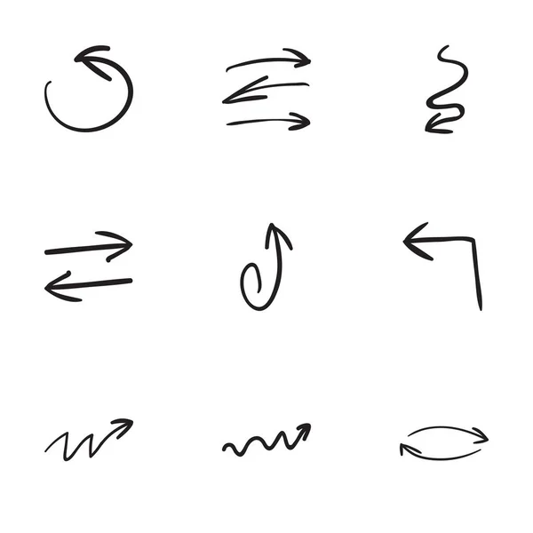 Set of 9 hand drawn arrow icons — Stock Vector