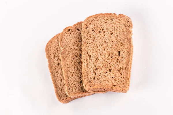 Slices of toast isolated on white. — Stock Photo, Image
