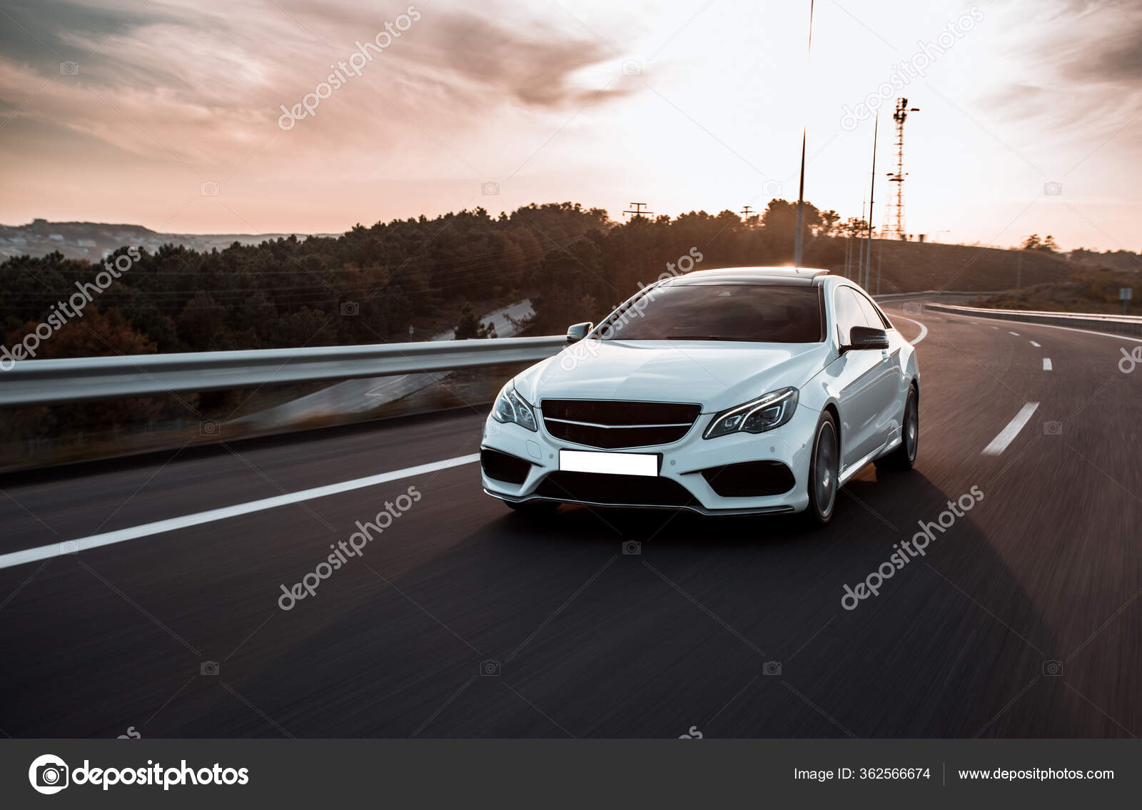 White business class car on the road , front view Stock Editorial Photo © azerbaijan_stockers