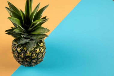 Turuncu mavi arkaplanda ananas