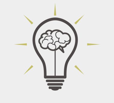fikir kavramı - ampul ve beyin