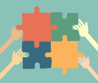 fikir kavramı - insanlar bulmaca toplamak.