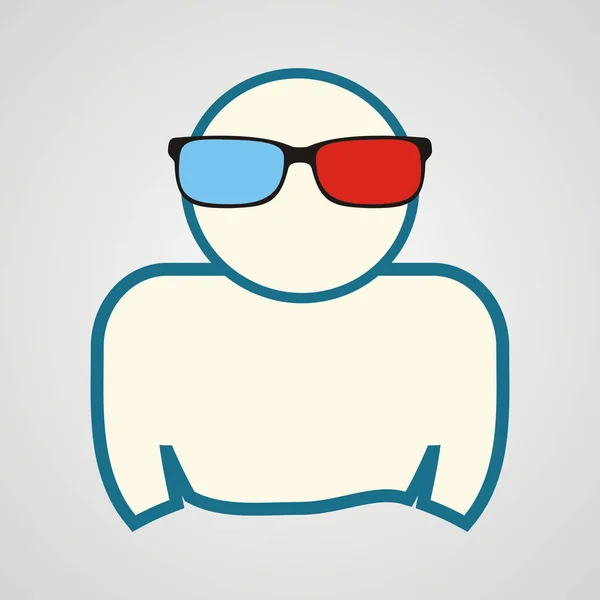 Homme en lunettes 3D — Image vectorielle