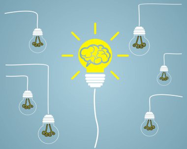 Fikir kavramı - teller üzerinde akkor ampuller