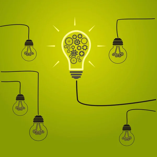 Conceito de ideia - lâmpadas incandescentes nos fios — Vetor de Stock