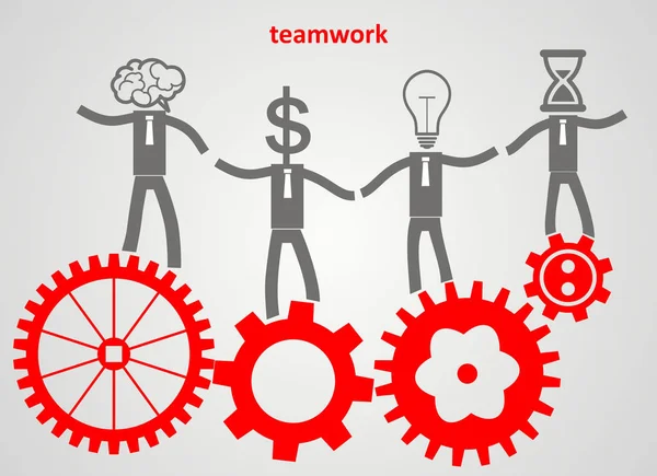 ekip çalışması kavramı. Dişliler ve işadamı