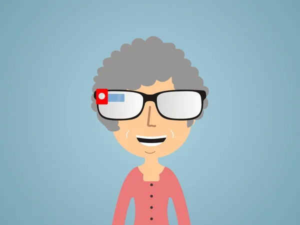 Femme en lunettes intelligentes — Image vectorielle