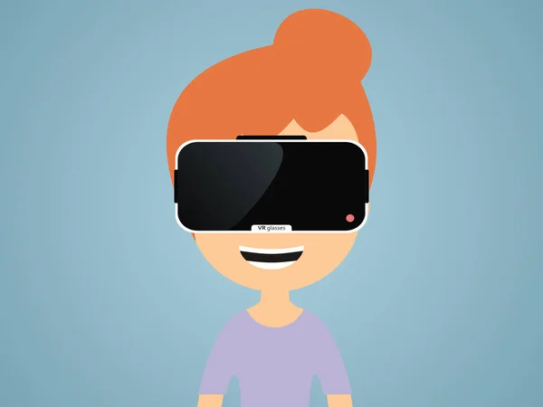 Fille en réalité virtuelle lunettes — Image vectorielle