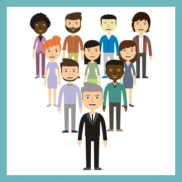 Leadership concept - group of workers should be the leader — Stock Vector