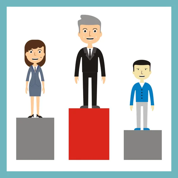 Competitor concept - leader stands on the podium — Stock Vector