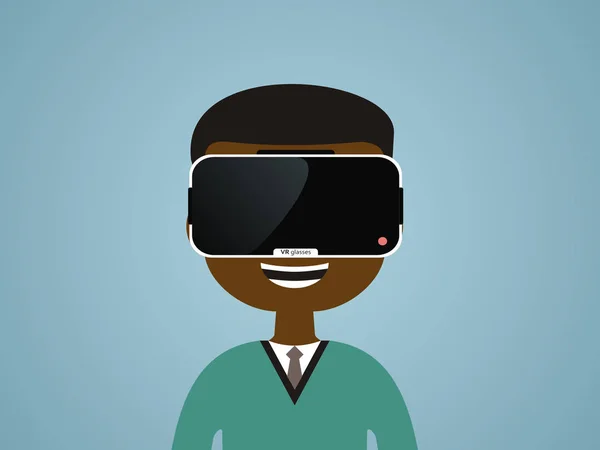 Homem com óculos de realidade virtual — Vetor de Stock