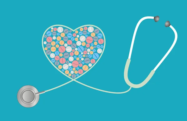 Sağlık kavramı - hap, stetoskop
