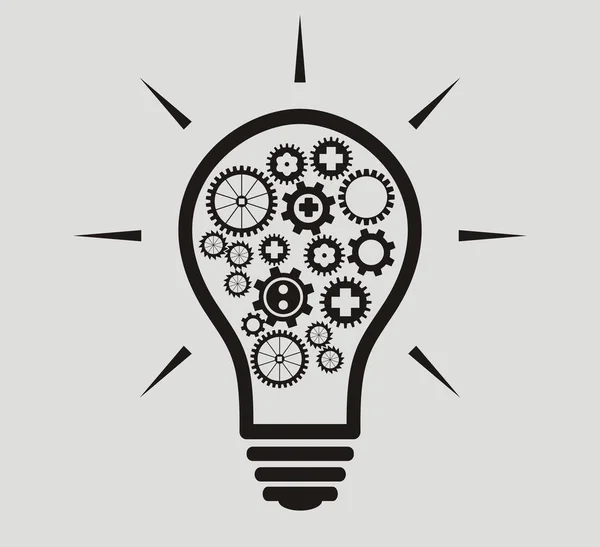 Basit ampul Dişliler içinde kavramsal simgesiyle. Vektör Hüseyin