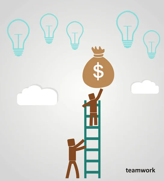 Teamwork - businessman profits. vector illustration — Stock Vector
