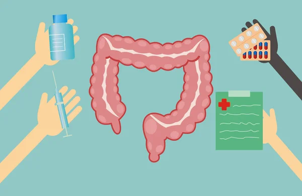 Medici offrono trattamento per intestino crasso — Vettoriale Stock
