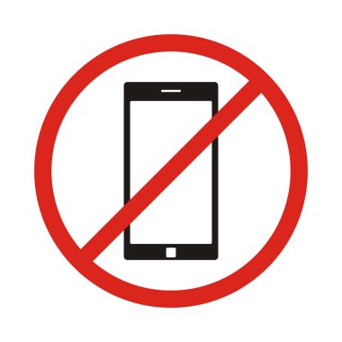 Telefon yok. Telefon işareti ile konuşmak yok. Kırmızı yasaklanması. Vektör