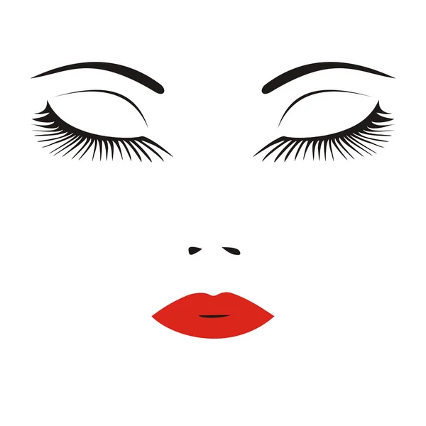 bir yüz bir kadının uzun kirpiklere ve re ile vektör çizim